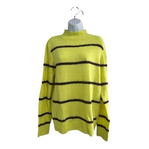 NWT Tribekka‎ 44 Women's Citron Tinsel Stripe Mock Neck Sweater M/L